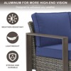 POCASSY 74.8" Outdoor 3-Seater Sofa with Meatl Armrest, Outdoor Furniture Sofa with Faux Wood Square Armrest and High Back for Porch Deck - 4 of 4