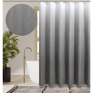 Ombre Shower Curtain Bathroom 3D Embossed Textured Fabric Modern Farmhouse Chic Soft Cloth Set with Hooks 72x72 - 1 of 4