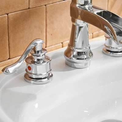 Polished Chrome 8-Inch Waterfall Widespread 2-Handle Bathroom Faucet