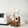 Modern Cat Tree with Litter Box Enclosure - 2-in-1 Cat Tower, 55.1-Inch Cat Condo with Scratching Posts, Removable Pompom Sticks - 4 of 4