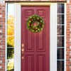 Christmas Wreath 22 Inch Outdoor LED Wreath with Pinecones, Red Berries & Festive Ornaments for Front Door, Porch, Fireplace Decor - 2 of 4