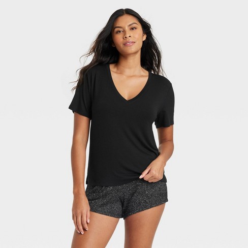 Women's Beautifully Soft Short Sleeve Notch Collar Top And Shorts Pajama Set  - Stars Above™ Black 4x : Target