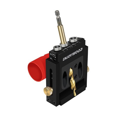 GOTGELIF XK4 Pocket Hole Jig Kit Adjustable Woodworking Drilling Guide for Angled Holes with Drill Bit - A
