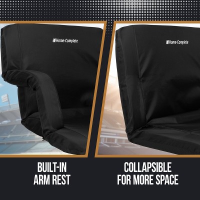 Black Reclining Stadium Seat Cushions with Armrests, Set of 2