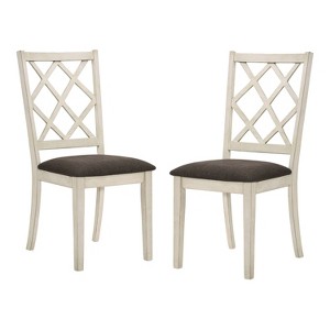 24/7 Shop At Home Moonglint Farmhouse Chairs: Padded, Antique White/Dark Walnut - Set of 2 - 1 of 4