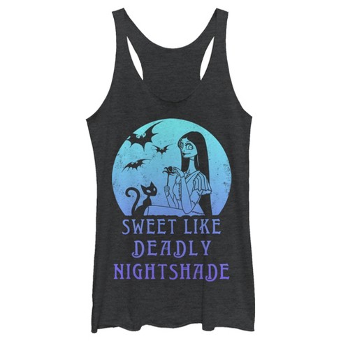 Women's The Nightmare Before Christmas Halloween Sally Sweet Like Deadly Nightshade Racerback Tank Top - image 1 of 4