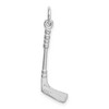 Black Bow Jewelry 14k White Gold and Black Enamel 3D Hockey Stick and Puck Pendant - 3 of 4