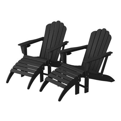 WestinTrends Highland 4-Piece Outdoor Patio HDPE Adirondack Chairs With Ottomans and Cup Holder Set