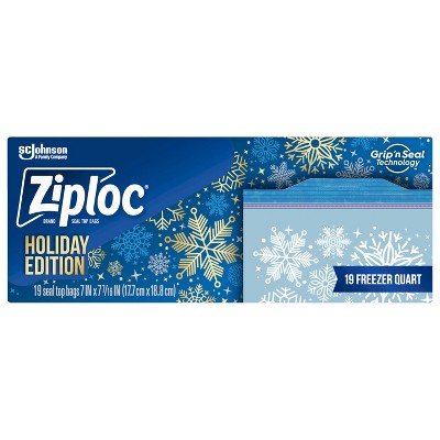 Ziploc Holiday Freezer Food Quart Storage Bags - 19ct