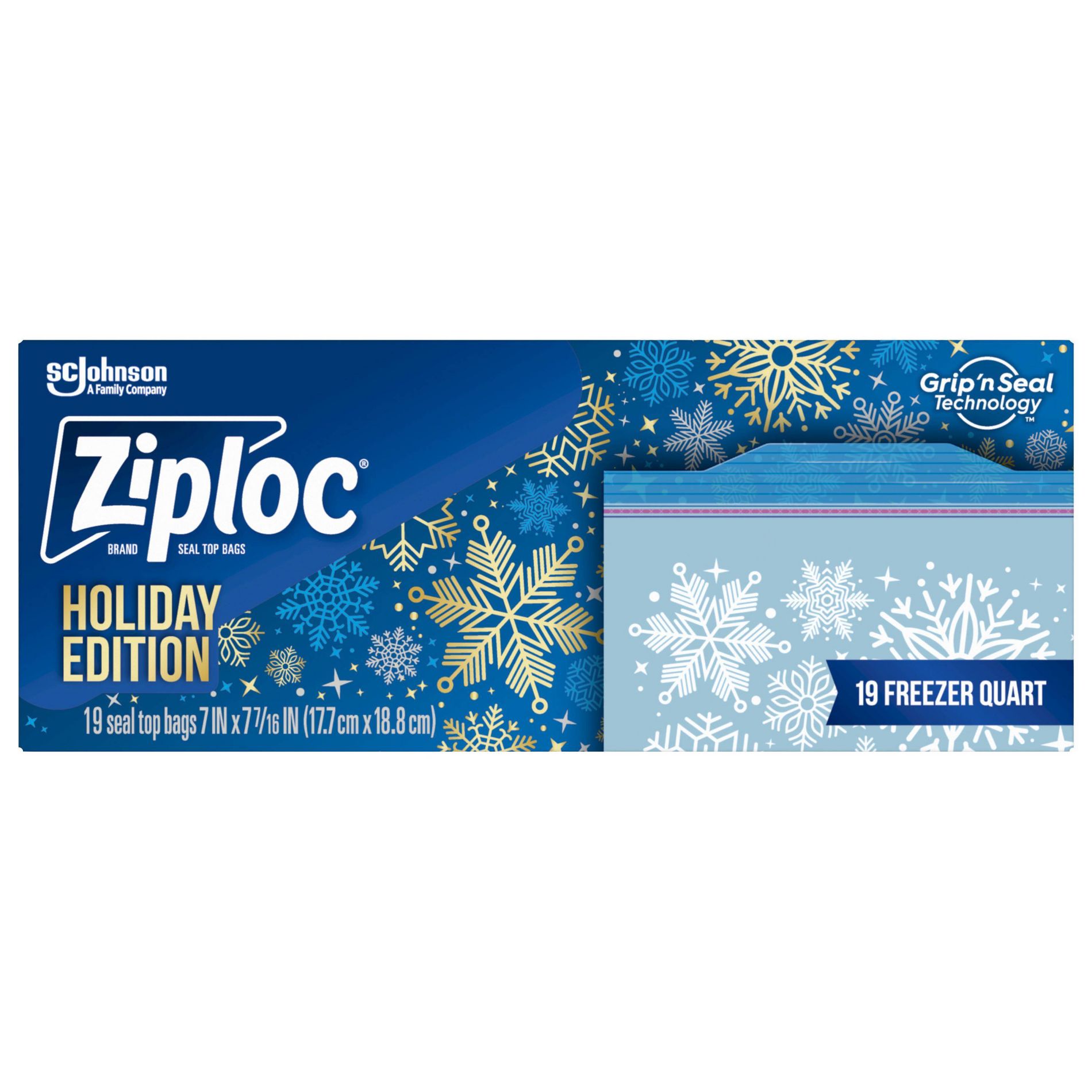 Ziploc Holiday Freezer Food Quart Storage Bags - 19ct