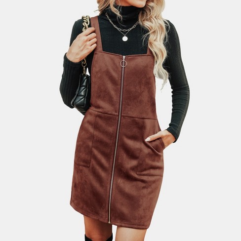 Suede best sale pinafore dress