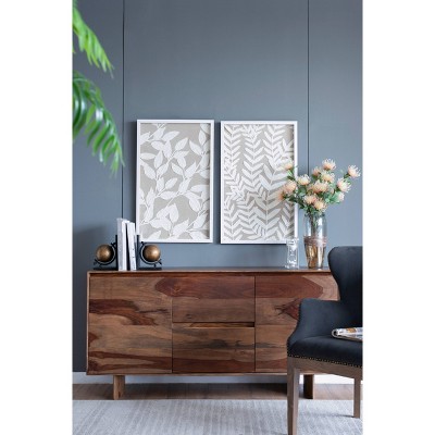 Set of 2 White Botanical Paper Shadow Box Wall Decor with MDF Frame