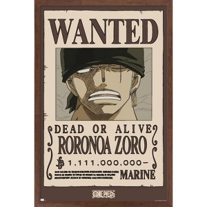Trends International One Piece - Roronoa Zoro Wanted Poster Framed Wall Poster Prints - 1 of 4