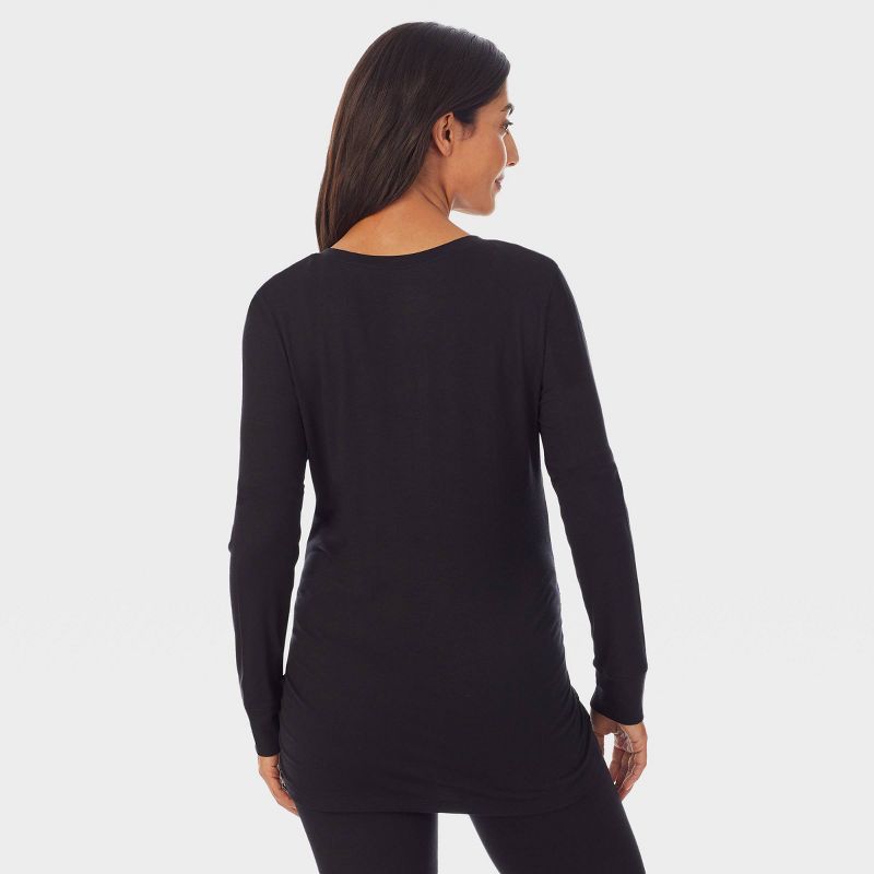 Warm Essentials by Cuddl Duds Smooth Stretch Thermal Maternity Henley Top - Black, 2 of 8