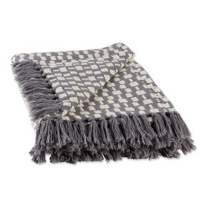 50"x60" Urban Check Throw Blanket Gray - Design Imports: Cotton, Hypoallergenic, Machine Washable - 1 of 4