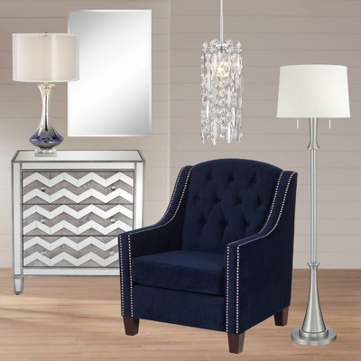 Karl 63" Brushed Nickel Floor Lamp with White Drum Shade