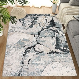 Modern Area Rugs Washable Abstract Floor Carpet, Non-Slip Contemporary Indoor Mat, Stain-Resistant Low Pile Accent Carpet - 1 of 4