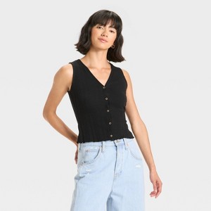 Women's Button-Front Knit Tank Top - Universal Thread™ - 1 of 3