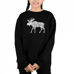 LA Pop Art Moose - Girl's Word Art Crewneck Sweatshirt - 1 of 3