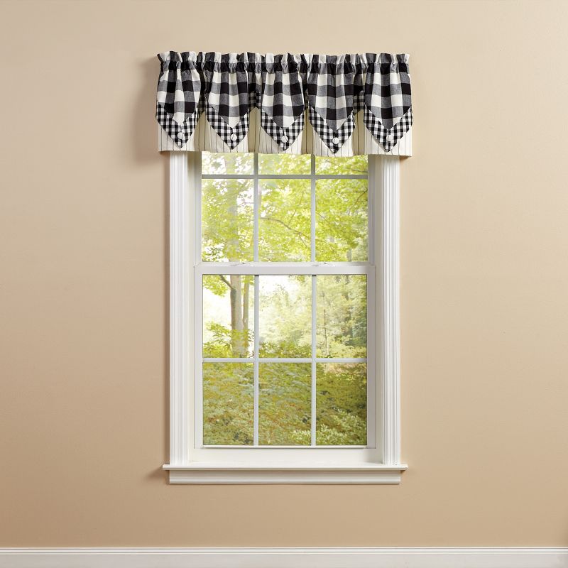 Park Designs Buffalo Check Lined Point Black and Cream Valance 72" x 15", 2 of 4