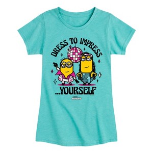 Girls' - Despicable Me Minions - Dress To Impress Yourself Fitted Short Sleeve Graphic T-Shirt - 1 of 4
