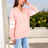 Anna-Kaci Women's V-Neck Pullover with Contrast Sleeve Stripes - 2 of 4