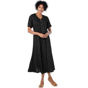 Woman Within Plus Size Short-Sleeve Button-Front Dress - 1 of 4