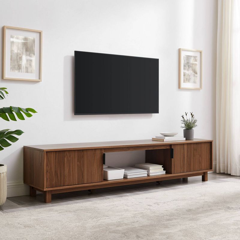 Modern Reeded Wood 2 Door TV Stand for TVs up to 80" - Saracina Home, 3 of 8
