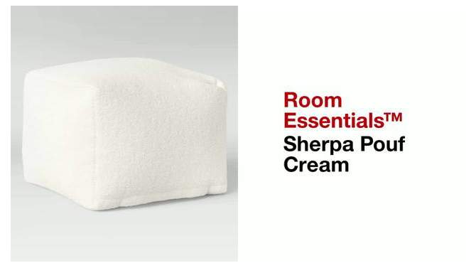 Pouf Cream Faux Shearling - Room Essentials&#8482;, 2 of 12, play video