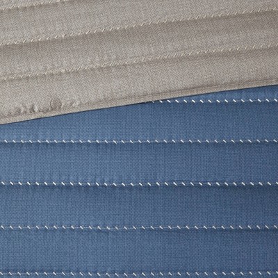 King Blue and Taupe Reversible Microfiber Quilt Set