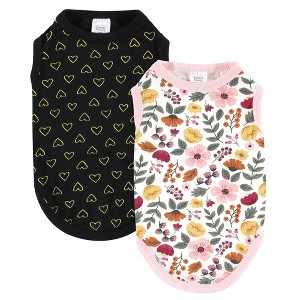 Luvable Friends Dog Pet Dog and Cats Cotton T-Shirts 2pk, Botanical Heart - 1 of 4