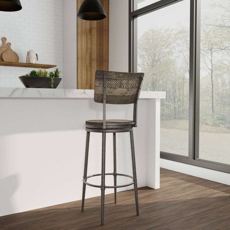 Jennings Wood and Metal Swivel Barstool Rubbed Pewter/Gray - Hillsdale Furniture, 3 of 14