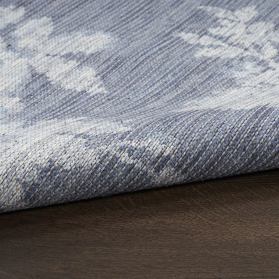 Gray and White Floral Chenille Rectangular Area Rug 7'10" x 9'10"