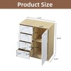 ORRD 31.5" Storage Cabinet with Adjustable Shelf, 4 Removable Drawers, Freestanding Floor Cabinet for Entryway, Living Room, Kitchen, White & Wood - image 3 of 4