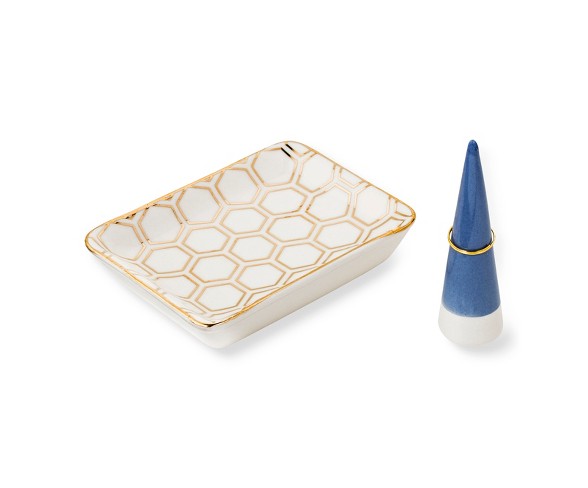 Ceramic Trinket Dish and Ring Cone Gold - West Emory