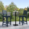 Tangkula Set Of 2 Patio HDPE Barstool Outdoor High Top Bar Chair w/Backrest & Footrest All-Weather Wood-Plastic Bar Height Chair Navy - 2 of 4
