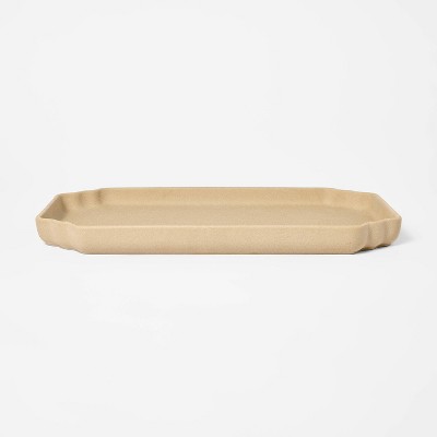 Ceramic Sandy Glaze Tray - Threshold™ designed with Studio McGee: Oblong Decorative Centerpiece, Raised Edges