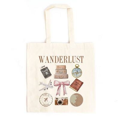 City Creek Prints Wanderlust Travel Collage Canvas Tote Bag - 15x16 - Natural