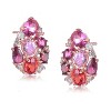 Guili Sterling Silver 18K Rose Gold Plated Ruby Red Cubic Zirconia Cluster Pear-Shaped Stud Earrings, a Radiant Symbol of Pure Elegance - 3 of 3
