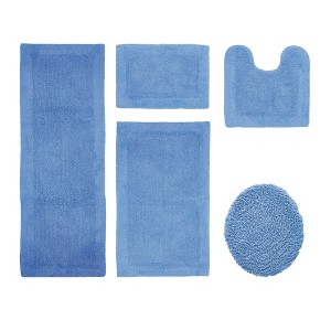 Edge Bath Rug 100% Premium Cotton Ultra-Soft Water Absorbent Tufted Solid Reversible 5 Piece Bathroom Rug Set for Machine Washable Bathmat - 1 of 4