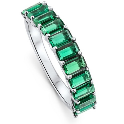 Pompeii3 2.50Ct Emerald 11-Stone Wedding Anniversary Ring Stackable 14k White Gold Band