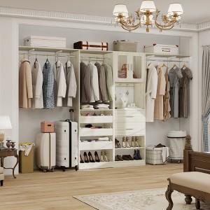 Aheaplus 80"-120" Closet System with Door and Wooden Drawers - 1 of 4