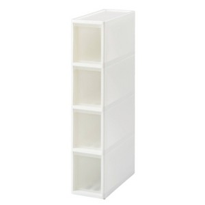 JEJ Astage Set of 2 Slim Drawer C Reinforced 4 Shelf Compartment Sleek Narrow Space Design White Clear - 1 of 4