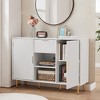 Sideboard Buffet Cabinet, Kitchen Pantry Cabinet With Adjustable Shelves, Open Small Compartments, Handles, Metal Legs, Console Table For Entrance - image 3 of 4