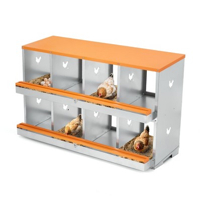 Metal Chicken Nesting Boxes, Two-Tier Chicken Egg Laying Box with 6 Compartments Large Vented Holes Chicken Coop