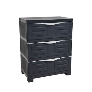 HomeRoots 30" Dark Gray Heavy Duty Plastic Three Drawer Utility Cabinet - 1 of 4