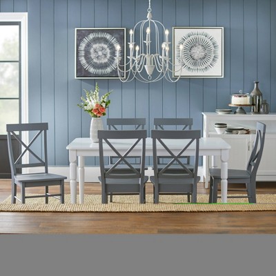 Gray Rubberwood High Cross Back Upholstered Side Chair Set