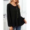 Clearlove Women's Casual V Neck Button Shirt Long Sleeve Blouse Asymmetrical Loose Flowy Ruffled Blouses - 4 of 4