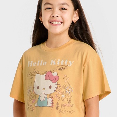Sanrio Girls' Hello Kitty Short Sleeve Relaxed Fit Front and Back Graphic T-Shirt - Yellow S — фото 2