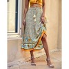 Women's Boho Floral Skirt Casual Drawstring Elastic High Waist Pleated Maxi Skirts Flowy A Line Beach Long Skirt - 3 of 4